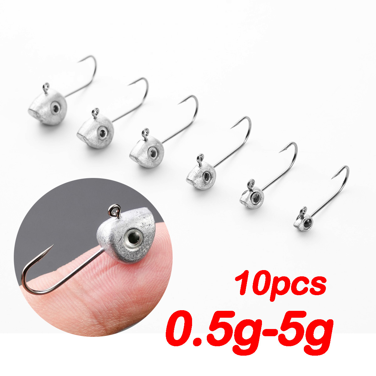 Fishing Hook Size - 10pcs Mini Jig Head Hook 3D
