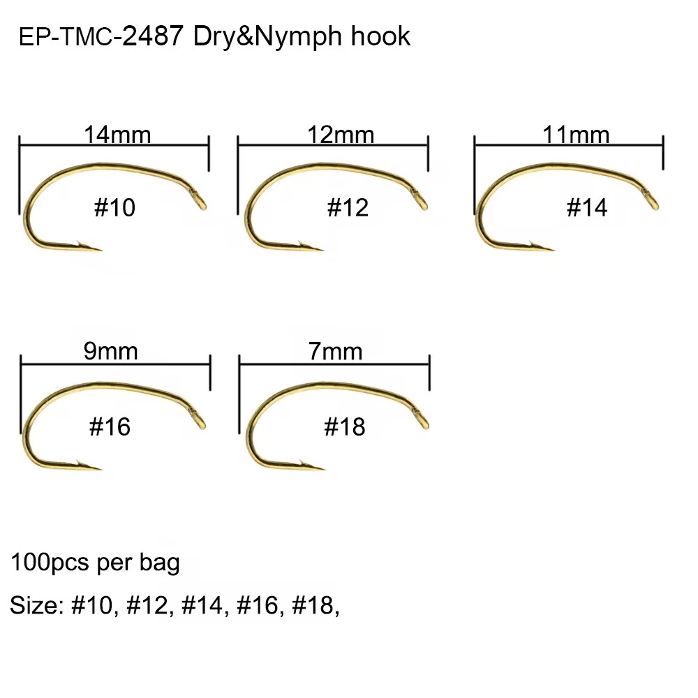 Eupheng 100pcs EP-TMC2487 Dry  - огляд і ціна Fishing Hook Barbless
