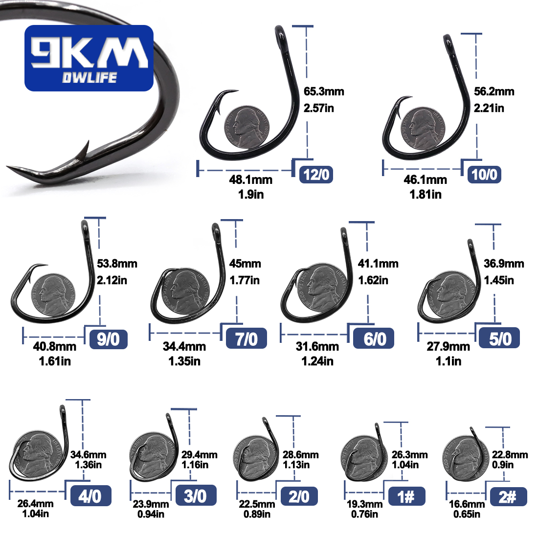 9KM Circle Hooks 25~50Pcs Salt - огляд і ціна Fishing Hook Barbless