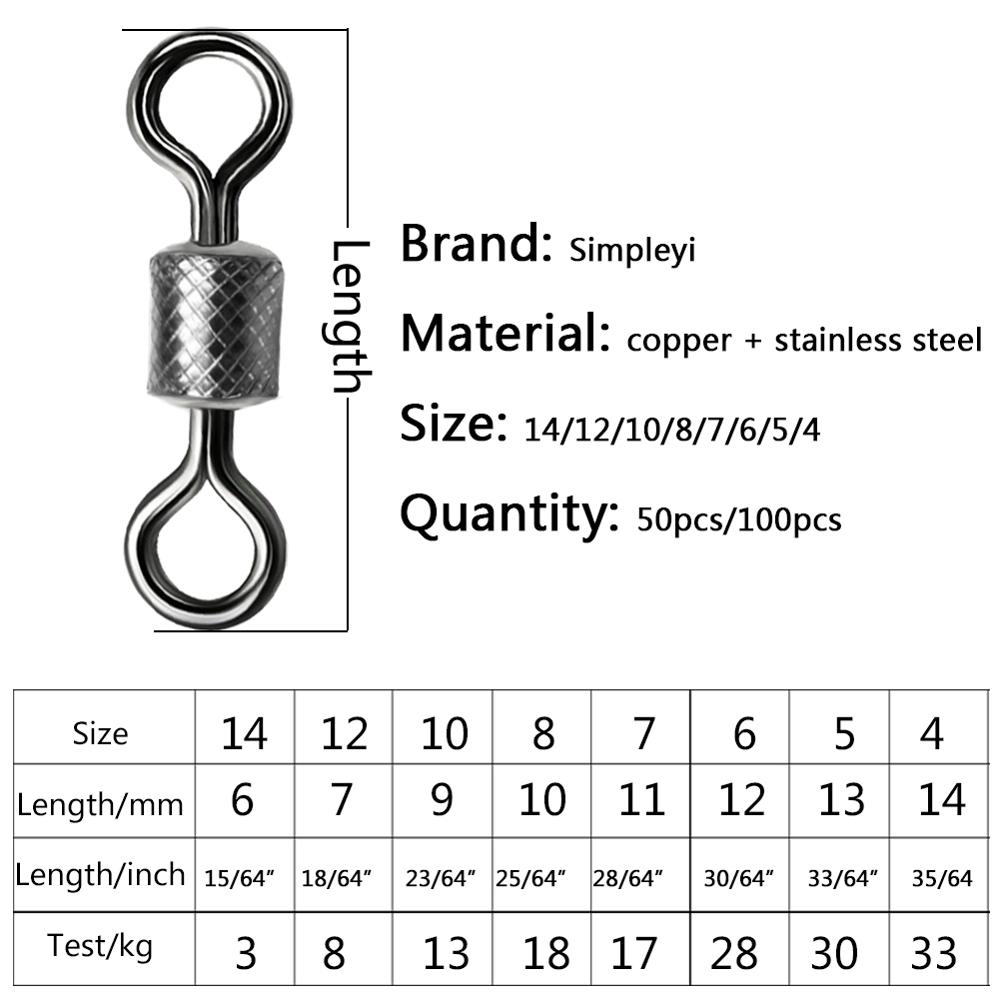 50-100pcs/box Fishing Swivel 4 - огляд і ціна Fishing Hook Circle