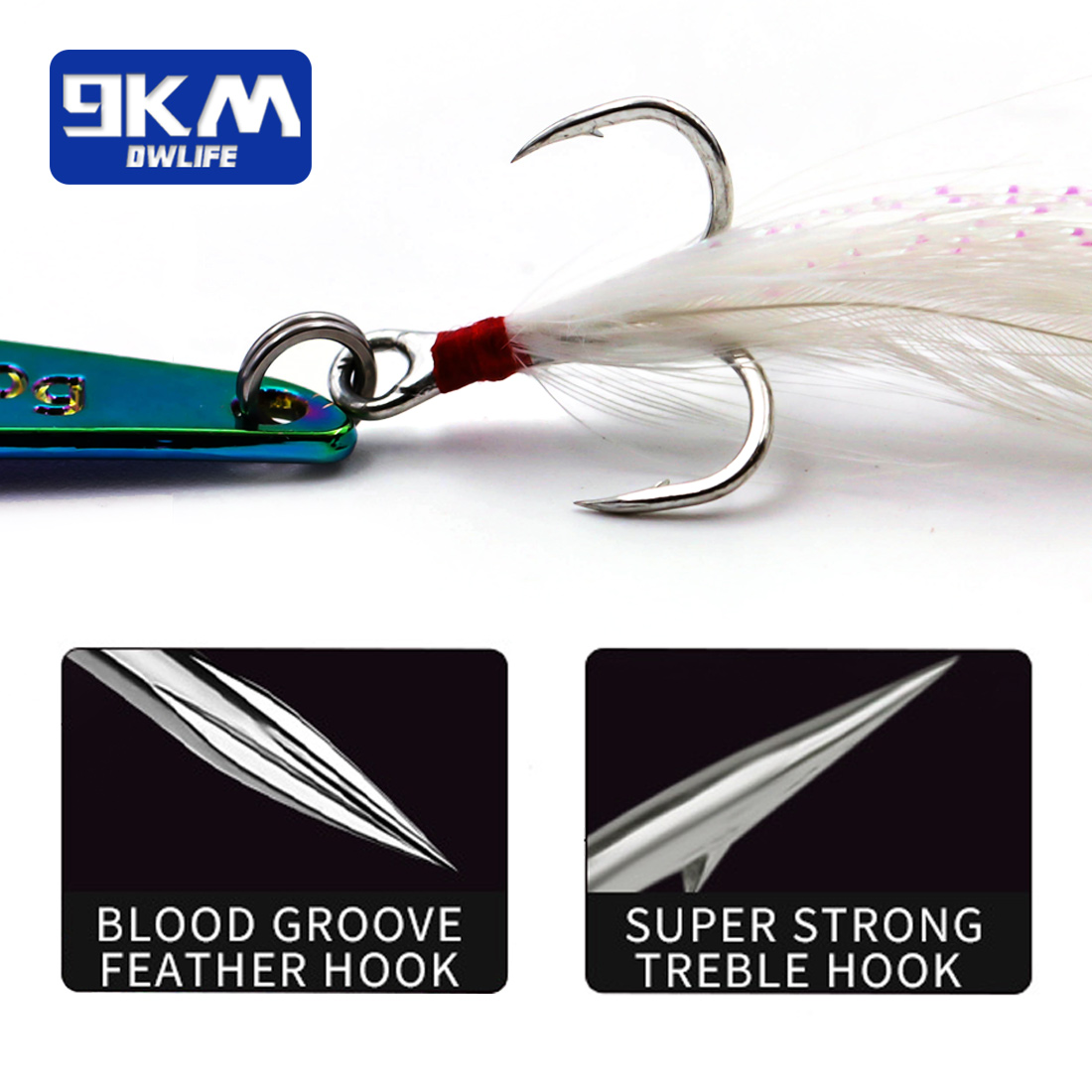 9KM 1PCS Metal Blade Fishing L - огляд і ціна Fishing Hook Treble
