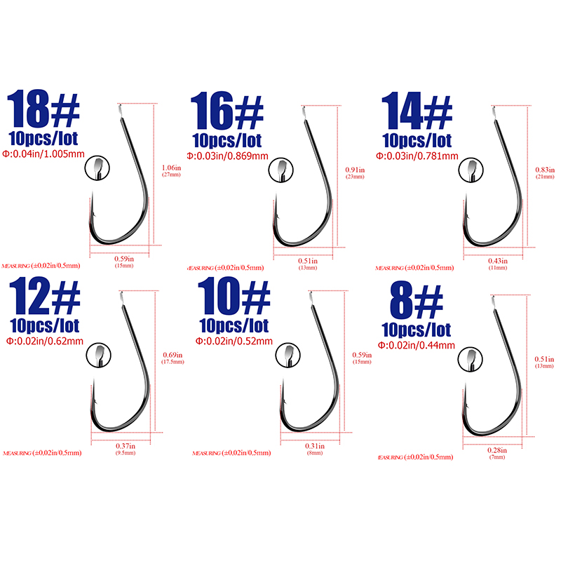 40pcs Size 1#-18# Black Hooks  - огляд і ціна Fishing Hook Barbless