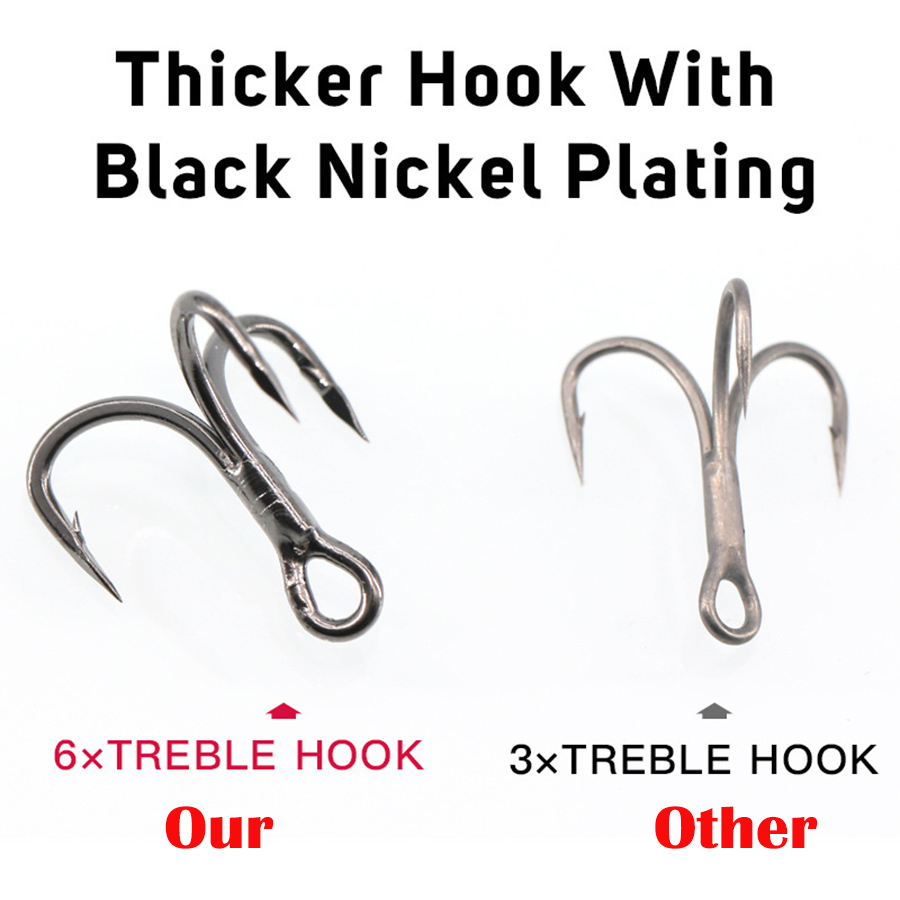 6X Fishing Treble Hooks Black  - огляд і ціна Fishing Hook Size